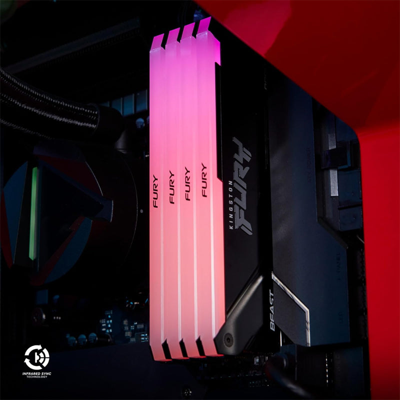 Kingston FURY Beast Black RGB 8GB DDR4 3600MT/s RAM Memory Kingston FURY Beast Black RGB 8GB DDR4 3600MT/s RAM Memory